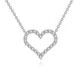 925 Sterling Silver Elegant Zircon Heart Pendant Necklace