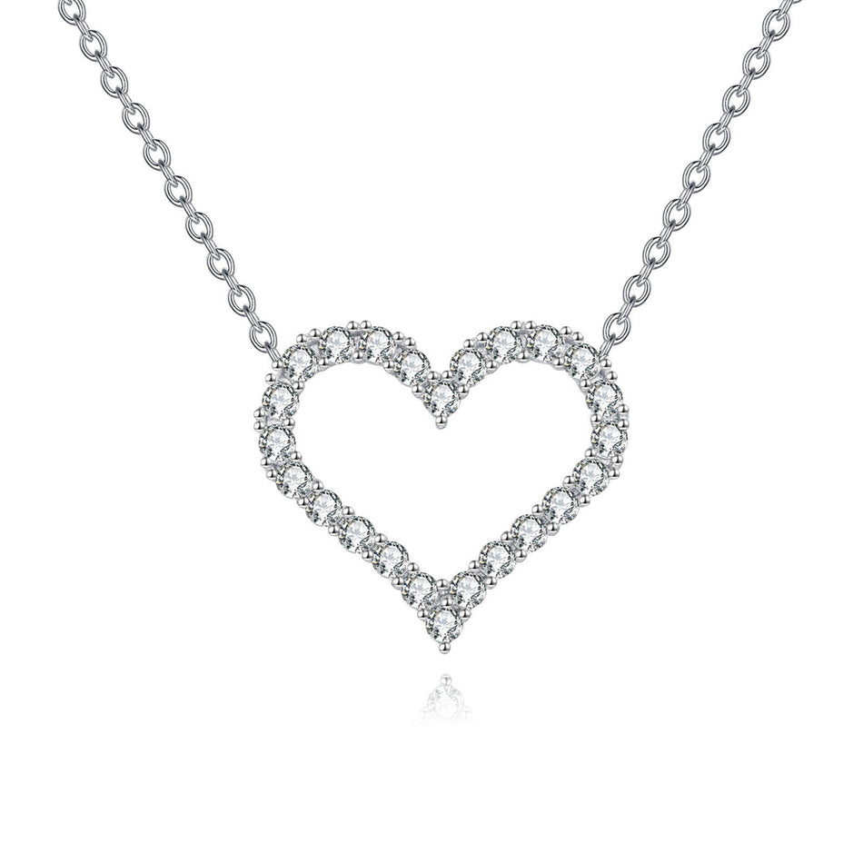 925 Sterling Silver Elegant Zircon Heart Pendant Necklace