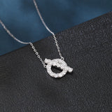 925 Sterling Silver Elegant Silver Zircon-studded Initial Q Pendant Necklace