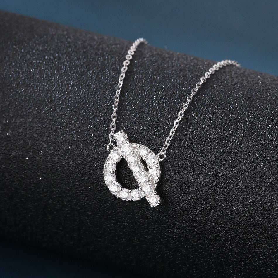 925 Sterling Silver Elegant Silver Zircon-studded Initial Q Pendant Necklace