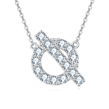 925 Sterling Silver Elegant Silver Zircon-studded Initial Q Pendant Necklace
