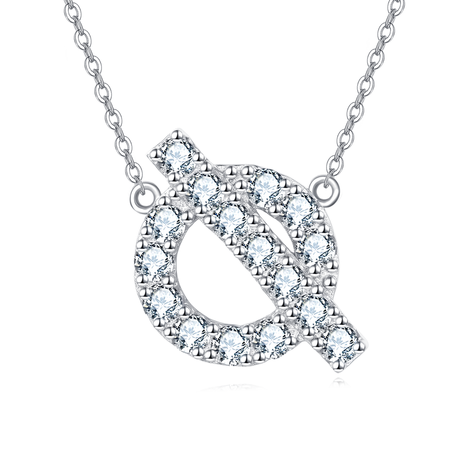 925 Sterling Silver Elegant Silver Zircon-studded Initial Q Pendant Necklace