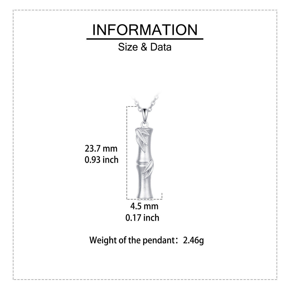 925 Sterling Silver Elegant Silver Bamboo Pendant Necklace