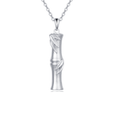 925 Sterling Silver Elegant Silver Bamboo Pendant Necklace