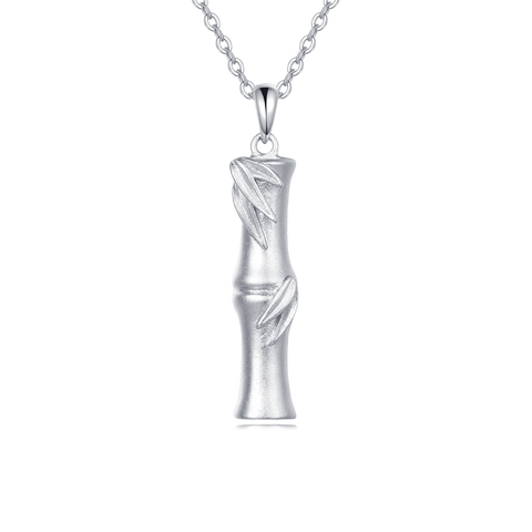 925 Sterling Silver Elegant Silver Bamboo Pendant Necklace
