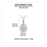 925 Sterling Silver Elegant Teardrop Zircon Pendant Necklace With Sparkling Solitaire Halo Design