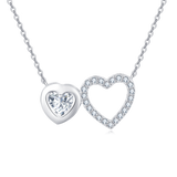 925 Sterling Silver Elegant Double Heart Zircon Necklace In Sterling Silver