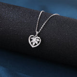 925 Sterling Silver Elegant Silver Heart-shaped Zircon Floral Pendant Necklace