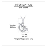 925 Sterling Silver Eternal Love Zircon Heart & Crescent Moon Silver Necklace