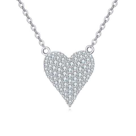 925 Sterling Silver Elegant Zircon Heart Pendant Necklace