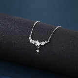 925 Sterling Silver Elegant Starburst Necklace With Sparkling Celestial Charm And Delicate Chain Links