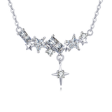925 Sterling Silver Elegant Starburst Necklace With Sparkling Celestial Charm And Delicate Chain Links