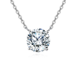 925 Sterling Silver Elegant Solitaire Zircon Necklace With Six-prong Setting