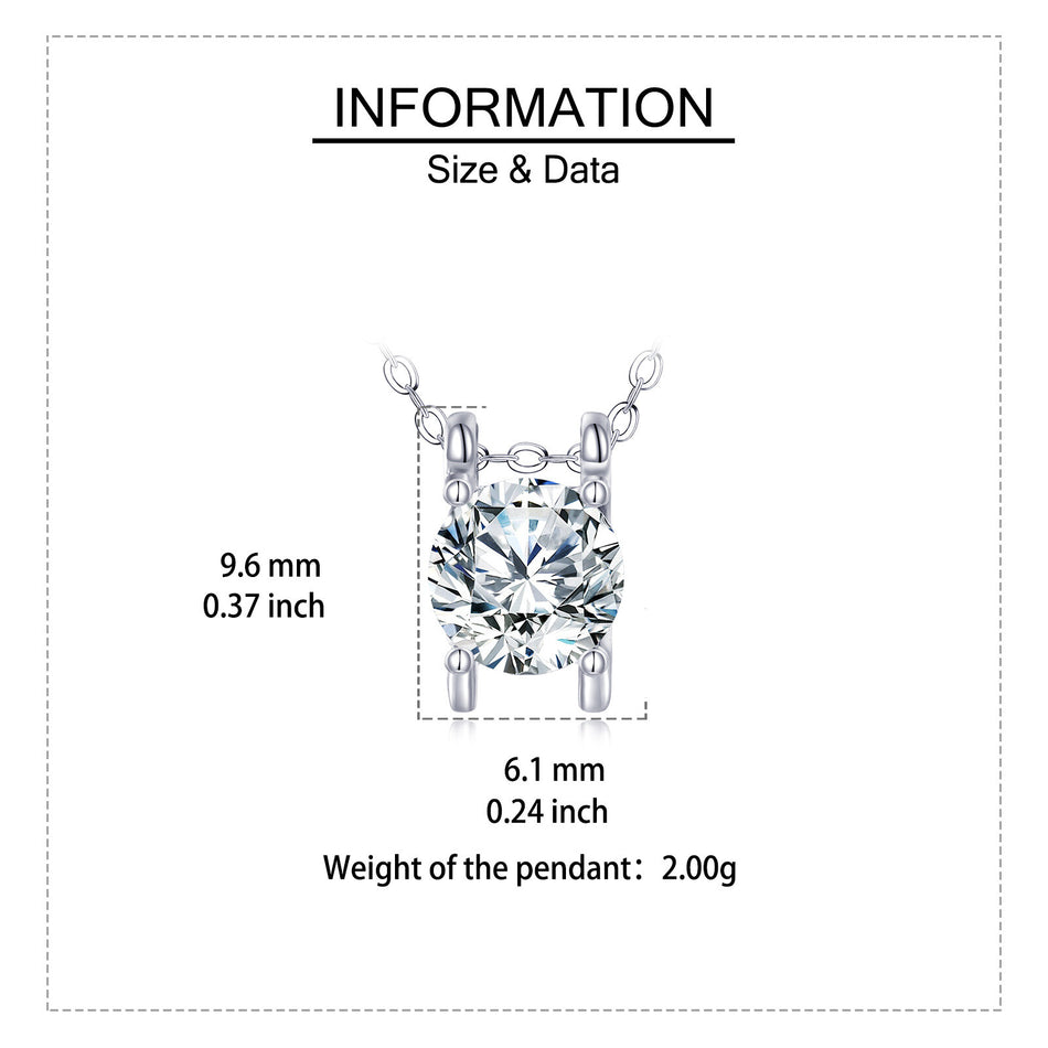 925 Sterling Silver Elegant Solitaire Zircon Pendant Necklace In Plated with White Gold