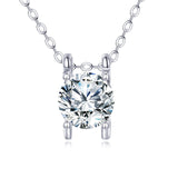 925 Sterling Silver Elegant Solitaire Zircon Pendant Necklace In Plated with White Gold