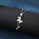 925 Sterling Silver Elegant Zircon-encrusted Horse Pendant Necklace With Adjustable Chain