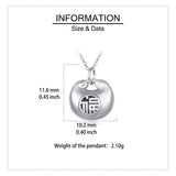 925 Sterling Silver Sterling Silver Round Pendant Necklace With Engraved Chinese Character