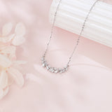 925 Sterling Silver Elegant Zircon Wave Necklace With Cascading Emerald-cut Stones On Delicate Silver Chain