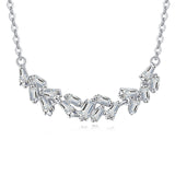 925 Sterling Silver Elegant Zircon Wave Necklace With Cascading Emerald-cut Stones On Delicate Silver Chain