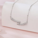 925 Sterling Silver Elegant Silver Zircon Smile Wave Pendant Necklace