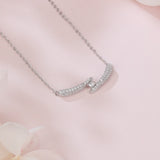 925 Sterling Silver Elegant Silver Zircon Smile Wave Pendant Necklace