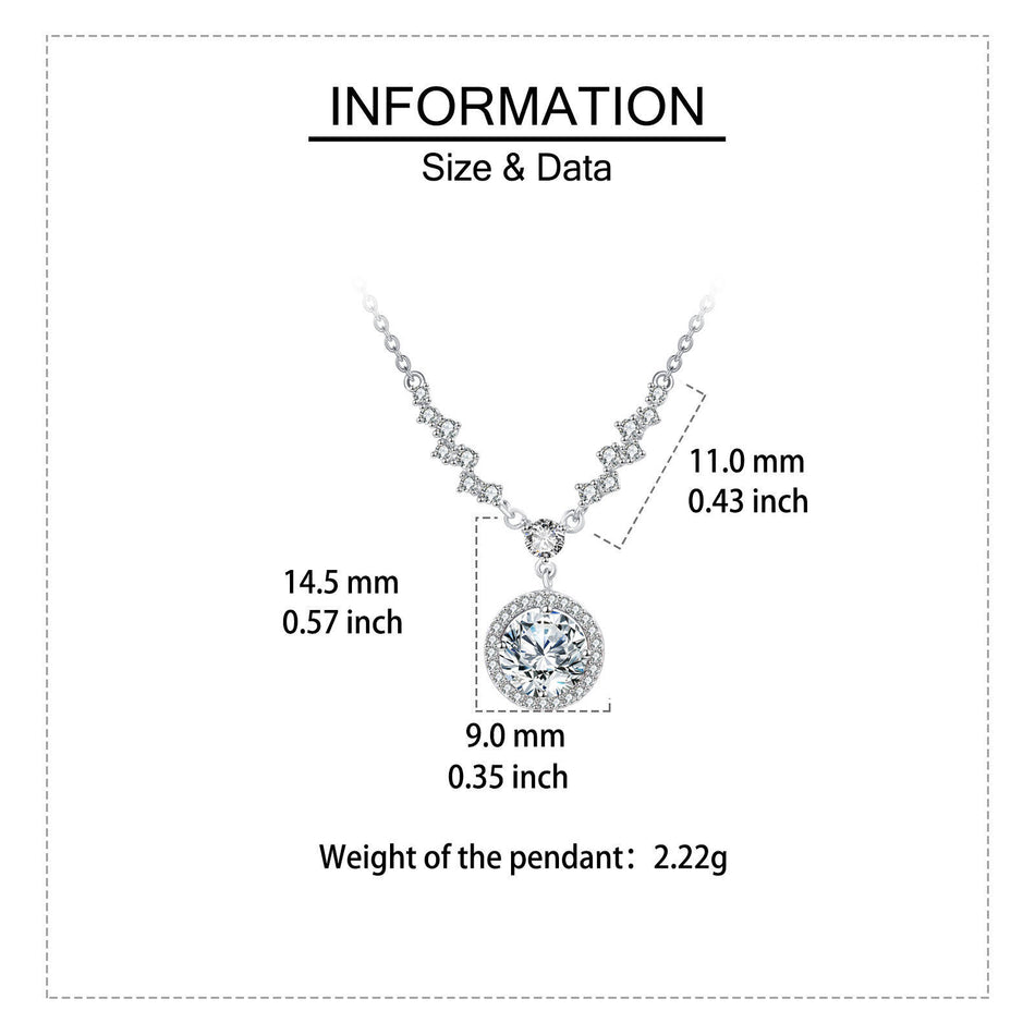 925 Sterling Silver Elegant Zircon Halo Necklace: Timeless Luxury With Sparkling Accents