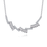 925 Sterling Silver Elegant Zigzag Zircon Necklace With Baguette And Round Cut Gems