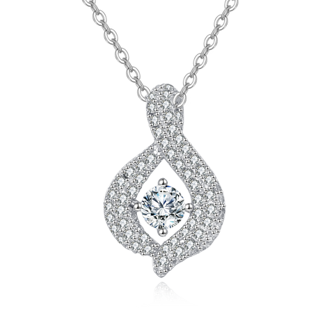 925 Sterling Silver Elegant Zircon Teardrop Pendant Necklace With Sparkling Accents