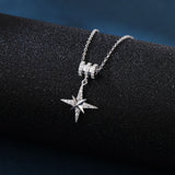 925 Sterling Silver Elegant Zircon Star Pendant Necklace With Sparkling Celestial Charm