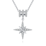 925 Sterling Silver Elegant Zircon Star Pendant Necklace With Sparkling Celestial Charm