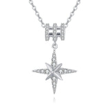 925 Sterling Silver Elegant Zircon Star Pendant Necklace With Sparkling Celestial Charm