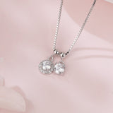 925 Sterling Silver Elegant Silver Zircon Pendant Necklace With Dual Charm Design