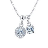 925 Sterling Silver Elegant Silver Zircon Pendant Necklace With Dual Charm Design