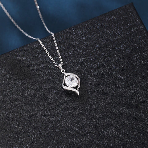 925 Sterling Silver Elegant Zircon Pendant Necklace: Timeless Silver Jewelry With Sparkling Accents