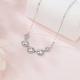 925 Sterling Silver Elegant Zircon Halo Necklace: Timeless Elegance With Five Radiant Stones