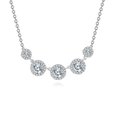 925 Sterling Silver Elegant Zircon Halo Necklace: Timeless Elegance With Five Radiant Stones