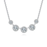 925 Sterling Silver Elegant Zircon Halo Necklace: Timeless Elegance With Five Radiant Stones