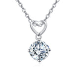 925 Sterling Silver Elegant Heart-shaped Moissanite Pendant Necklace With Chain Link Design