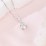 925 Sterling Silver Elegant Triple Moissanite Solitaire Necklace With Graduated Stones
