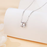 925 Sterling Silver Elegant Solitaire Moissanite Necklace With Silver Chain: Timeless Beauty For Any Occasion