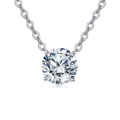 925 Sterling Silver Elegant Solitaire Moissanite Necklace With Silver Chain: Timeless Beauty For Any Occasion