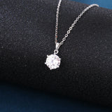 925 Sterling Silver Elegant Solitaire Moissanite Pendant Necklace In Platinum-plated Sterling Silver