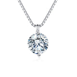 925 Sterling Silver Elegant Solitaire Moissanite Pendant Necklace In Sterling Silver