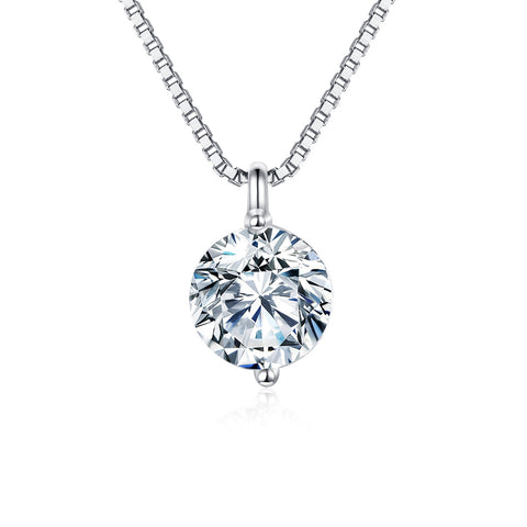 925 Sterling Silver Elegant Solitaire Moissanite Pendant Necklace In Sterling Silver