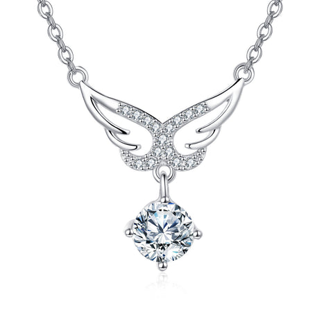925 Sterling Silver Eternal Wings Moissanite Necklace