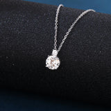 925 Sterling Silver Elegant Moissanite Pendant Necklace With Classic Silver Chain