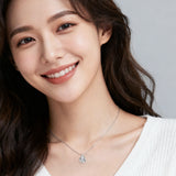 925 Sterling Silver Elegant Moissanite Pendant Necklace With Classic Silver Chain