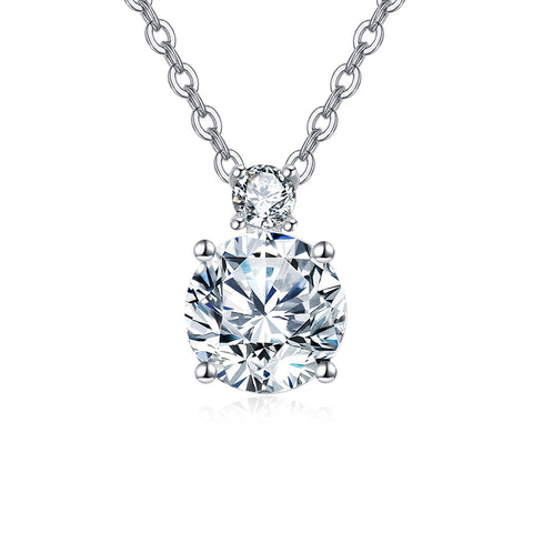 925 Sterling Silver Elegant Moissanite Pendant Necklace With Classic Silver Chain