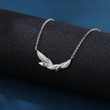 925 Sterling Silver **sparkling Zircon-encrusted Feather Pendant Necklace**