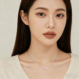 925 Sterling Silver Elegant Zircon Cube Necklace With Silver Chain And Modern Design